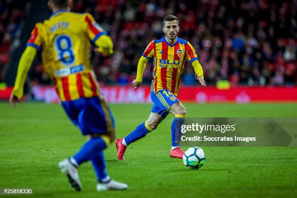 Jose Gaya of Valencia CF during the La Liga Santander match between Athletic de Bilbao v Valencia at the Estadio San Mames on February 28, 2018 in...