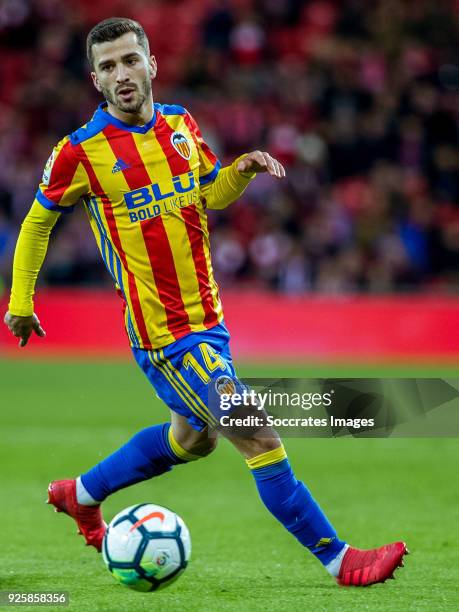 Jose Gaya of Valencia CF during the La Liga Santander match between Athletic de Bilbao v Valencia at the Estadio San Mames on February 28, 2018 in...