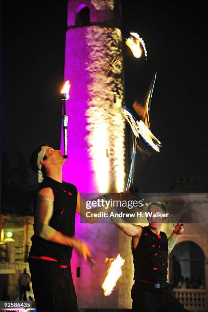 Dancers perform onstage at "The Mummy" screening at the Souq Waqif during the 2009 Doha Tribeca Film Festival on October 31, 2009 in Doha, Qatar.