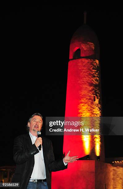 Of Tribeca Enterprises Geoff Gilmore speaks at "The Mummy" screening at the Souq Waqif during the 2009 Doha Tribeca Film Festival on October 31, 2009...