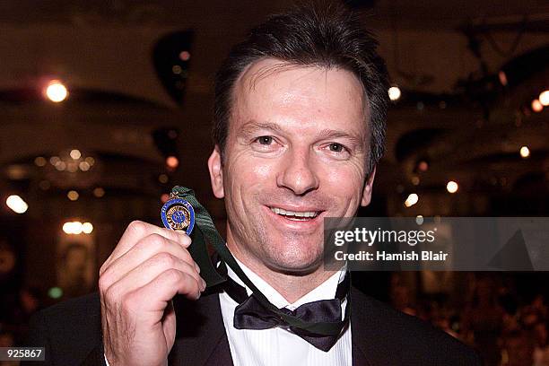 Steve Waugh with his medal after being awarded the Border Medal at the Allan Border Medal Presentation held at Crown Casino in Melbourne, Australia....