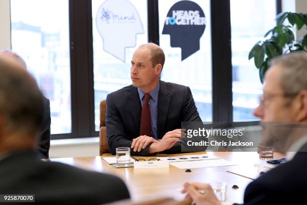 Prince William, Duke of Cambridge introduces new workplace mental health initiatives at Unilever House on March 1, 2018 in London, England. The Duke...