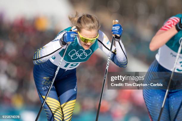 Stina Nilsson of Sweden in action during the Cross-Country Skiing - Ladies' 30km Mass Start Classic at the Alpensia Cross-Country Skiing Centre on...