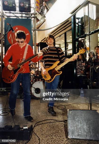 Newport's, 60ft Dolls, in concert at the Virgin Store in Queen Street, Cardiff, Wales, 3rd May 1996. British Indie Rock Group, active 1993 Band...