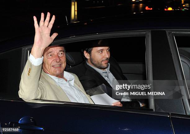 Former French president Jacques Chirac gestures as he arrives at his Paris apartment on October 31, 2009. Chirac will be the first former French...