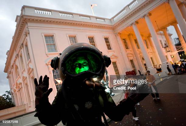 Performers greet over two thousand local school children during a Halloween celebration on the north lawn of the White House on October 31, 2009 in...