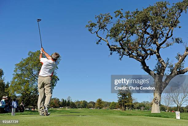 John Cook tees off on during the third round of the Charles Schwab Cup Championship held at Sonoma Golf Club on October 31, 2008 in Sonoma,...