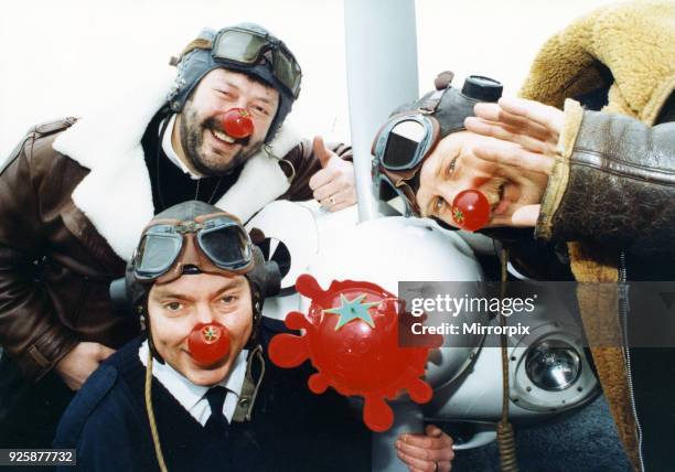 Red noses all round for TV presenter Paul Frost with Cleveland and Flying School instructors Dave Edward and Ken Large who taught paul to fly. They...