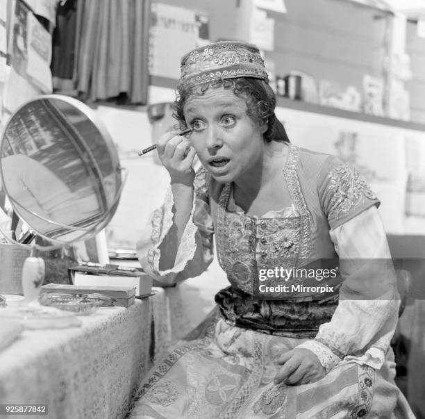 Barbara Windsor, Actress, 7th July 1976. Pictured, in dressing room, as she prepares for an unusual role for her, she plays Maria in Shakespeare's...