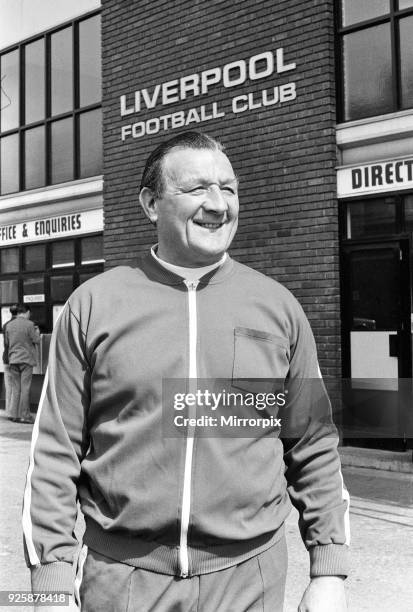 Bob Paisley at Anfield after taking over as Liverpool manager following the resignation of Bill Shankly, 26th July 1974.