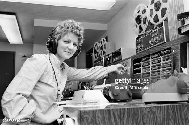 Sue Todd, trainee journalist, pictured in Newsroom of BRMB Radio, Birmingham, 14th February 1974. BRMB - launching on the 19th - will be the fourth...