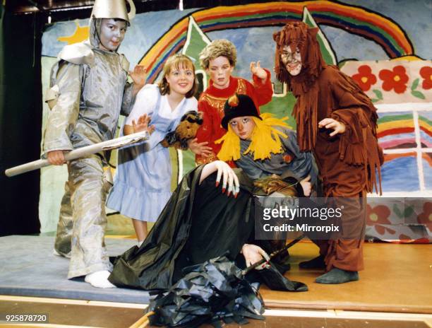 Scene from the Wizard of Oz, presented by pupils from St Joseph's Primary School, Billingham. Watching the Wicked Witch die are Tin Man Dorothy...