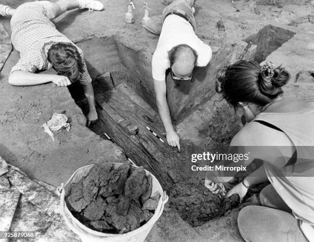 Caldicot Castle, Monmouth, southeast Wales, 29th August 1990. The site of the Glamorgan and Gwent Archaeological Trust dig at Caldicot Castle Country...