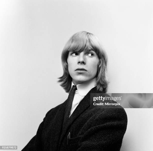 British pop singer David Bowie pictured when he was known as Davie Jones, outside the BBC Television Centre waiting to speak to Barry Langford,...