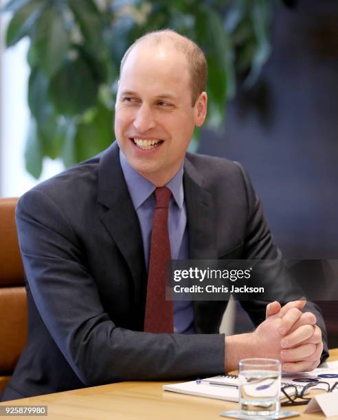 Prince William, Duke of Cambridge introduces new workplace mental health initiatives at Unilever House on March 1, 2018 in London, England. The Duke...