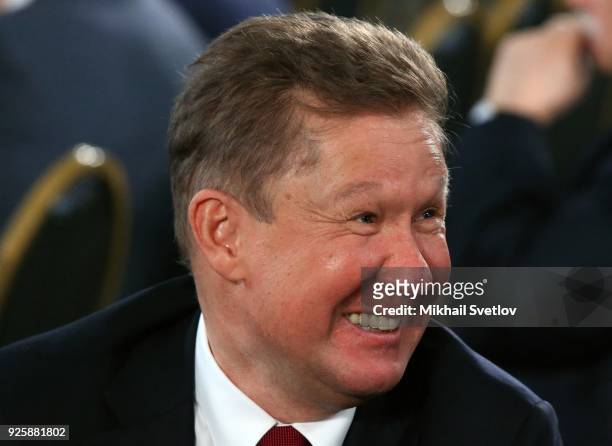 Russian businessman, Gazprom's CEO Alexei Miller attends President Vladimir Putin's annual state to the nation address in Moscow, Russia, March 1,...