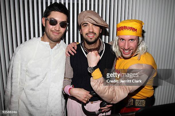 Berrie, DJ Cassidy and Yoni Goldberg attend the 5th Annual Yoni Goldberg Halloween Celebration at The Redbull Space on October 30, 2009 in New York...