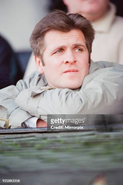 Jan Molby, Swansea City player coach, watches 0-1 home defeat to Swindon Town at Vetch Field football ground, 10th February 1996.