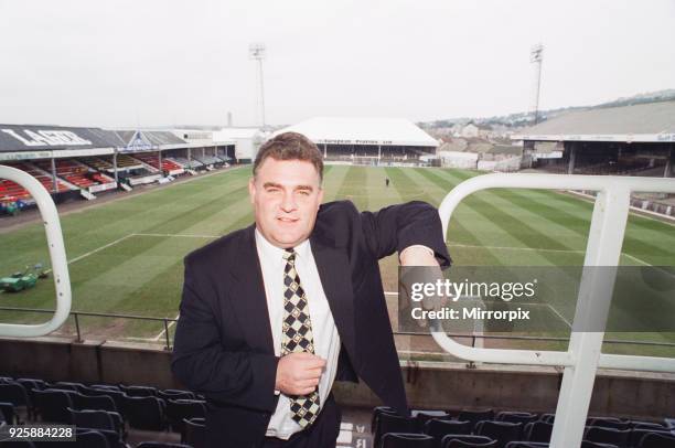 Kevin Cullis, new Swansea City manger, pictured at news press conference, Vetch Field football ground, 7th February 1996.