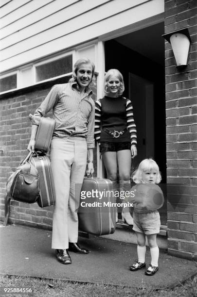 New Leicester City footballer Alan Birchenall with his packed suitcases ready for his move to Leicester. With him are his wife Heather and daughter 2...