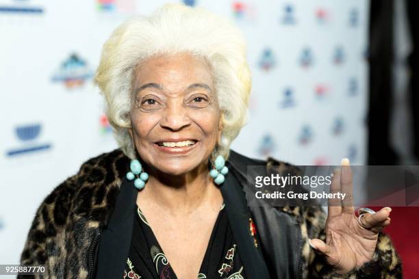 Nichelle Nichols attends the Opening Night Of "Allegiance" at Japanese American Cultural & Community Center on February 28, 2018 in Los Angeles,...