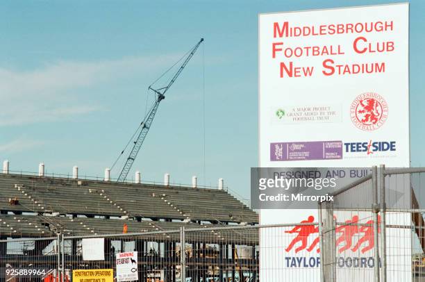 Middlesbrough Football Club. Middlehaven site of construction of new stadium, by the River Tees, 1995.