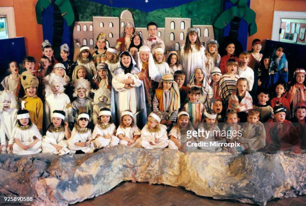 Nativity play at Roberts CP Primary School, Bootle. Mary & Joseph are played by pupils Jennifer Hourihane and Andrew O'Halloran, both aged 8, 14th...
