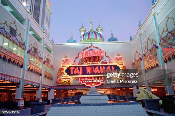 Taj Mahal, the casino owned by Donald Trump in Atlantic City, USA. The casino opened on April 2nd 1990. The Trump Taj Mahal casino emerged from...