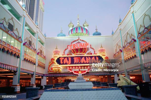Taj Mahal, the casino owned by Donald Trump in Atlantic City, USA. The casino opened on April 2nd 1990. The Trump Taj Mahal casino emerged from...