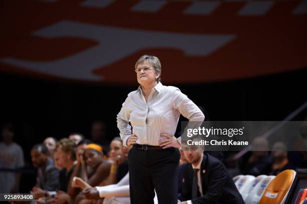 Tennessee coach Holly Warlick during game vs South Carolina at Thomas Boling Arena. Knoxville, TN 2/25/2018 CREDIT: Chris Keane