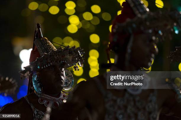 Sri Lankan traditional dancers perform at the Navam perahera, the Annual cultural pageant at Gangaramaya temple, Colombo, Sri Lanka on Wednesday 28...