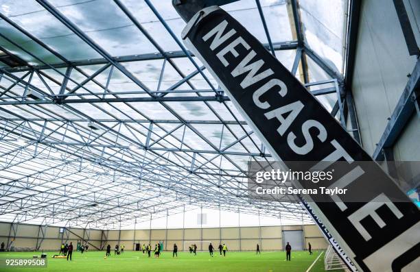 General view inside the training tent during the Newcastle United Training Session at the Newcastle United Training Centre on March 1 in Newcastle...