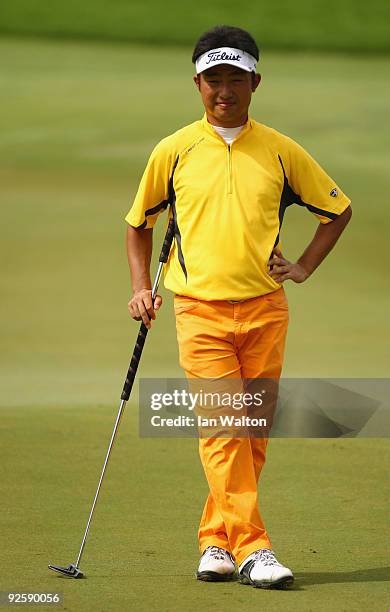 Kodai Ichihara of Japan on the 18th hole during Round Three of the Barclays Singapore Open at Sentosa Golf Club on November 1, 2009 in Singapore,...