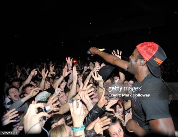 Kele Okereke of Bloc Party performs on stage at BIC on October 31, 2009 in Bournemouth, England.