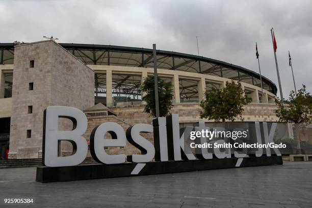 Exterior photograph of Vodafone Park, a large sports arena and museum, Istanbul, Turkey, November 15, 2017.