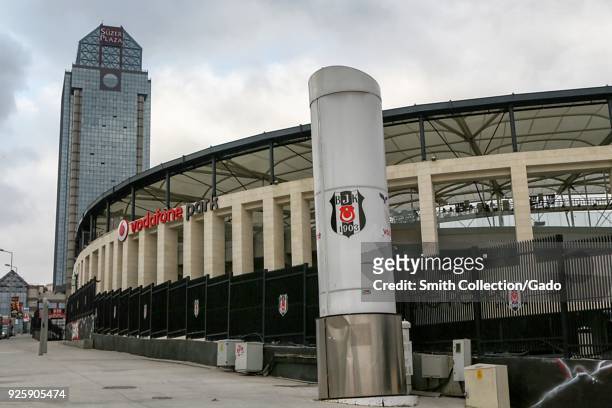 Exterior photograph of Vodafone Park, a large sports arena and museum, Istanbul, Turkey, November 15, 2017.