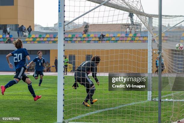 Shanice van de Sanden of the Netherlands women scores Shiori Miyake of Japan women, Saori Ariyoshi of Japan women, goalkeeper Sakiko Ikeda of Japan...