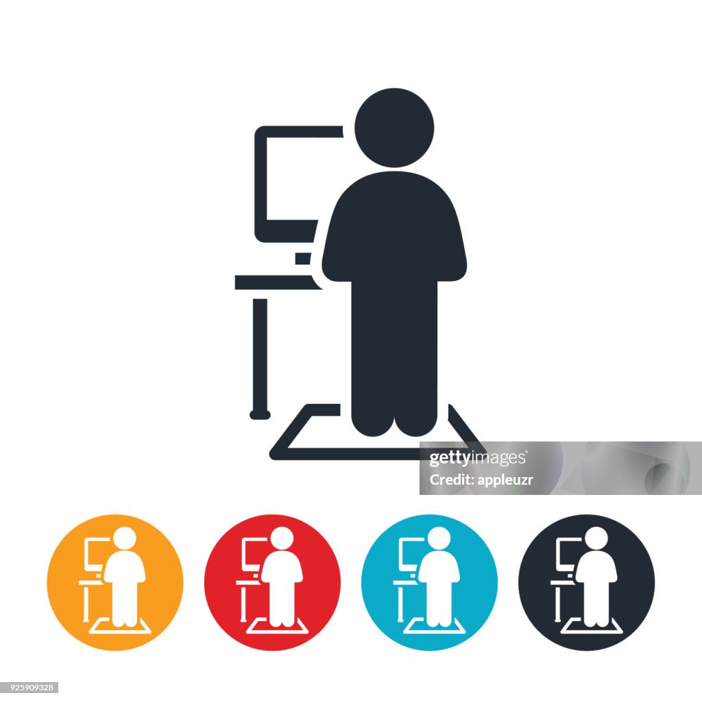 Person working at a Standing Desk Icon