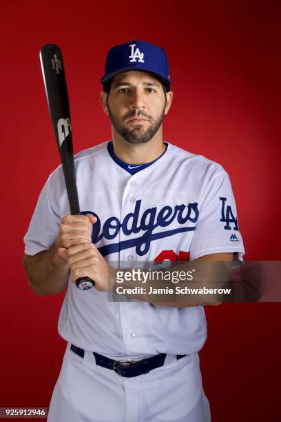 Rob Segedin of the Los Angeles Dodgers poses during MLB Photo Day at Camelback Ranch- Glendale on February 22, 2018 in Glendale, Arizona.