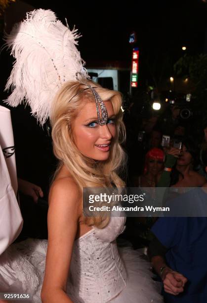 Personality Paris Hilton arrives at Heidi Klum�s 10th Annual Halloween Party Presented by MSN and SKYY Vodka held at the Voyeur on October 31, 2009...