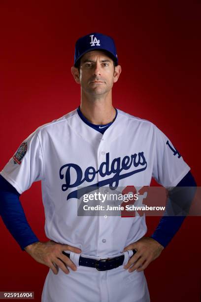 Mark Prior of the Los Angeles Dodgers poses during MLB Photo Day at Camelback Ranch- Glendale on February 22, 2018 in Glendale, Arizona.