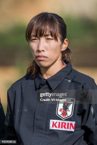 Emi Nakajima of Japan women during the Algarve Cup 2018 match between Japan and the Netherlands at the Estadio Municipal da Bela Vista on February...