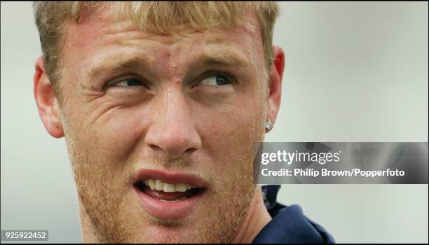 Andrew Flintoff of England during a training session before the 4th NatWest Series One Day International between England and India at Old Trafford,...