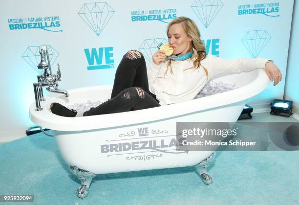 Professional snowboarder and Olympic medalist Jamie Anderson visits WEtv's Bridezillas Museum Of Natural Hysteria on March 1, 2018 in New York City.