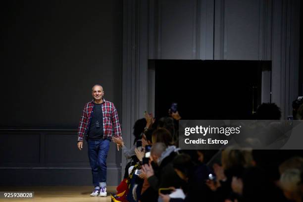 Fashion designer Alessandro Dell'Acqua during the Rochas show as part of the Paris Fashion Week Womenswear Fall/Winter 2018/2019 on February 28, 2018...