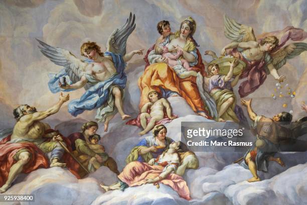 ceiling fresco, detail, interior, karlskirche, vienna, vienna, austria - fresko stock-fotos und bilder