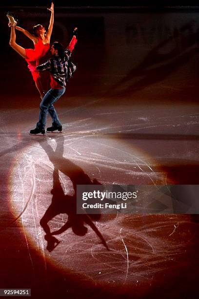 Ice dancing silver medalists Jana Khokhlova and Sergei Novitski of Russia perform during the Cup of China ISU Grand Prix of Figure Skating 2009 at...