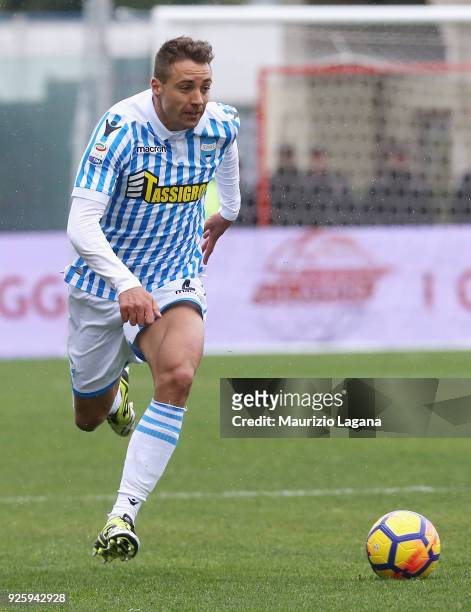 Thiago Cionek of Spal during the serie A match between FC Crotone and Spal at Stadio Comunale Ezio Scida on February 25, 2018 in Crotone, Italy.