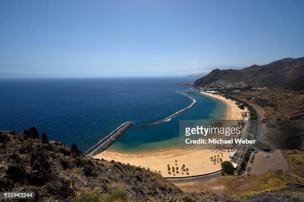 playa de las teresitas, beach, san andres, tenerife, canary islands, spain - playa de las teresitas stock pictures, royalty-free photos & images