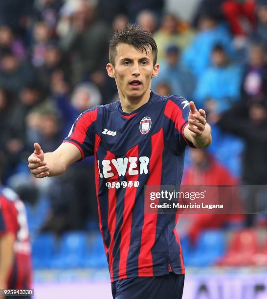 Ante Budimir of Crotone during the serie A match between FC Crotone and Spal at Stadio Comunale Ezio Scida on February 25, 2018 in Crotone, Italy.